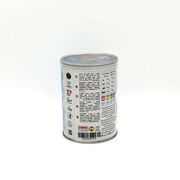کنسرو غذای ارگانیک ۱۰۰% مرغ و ماهی وکسی
